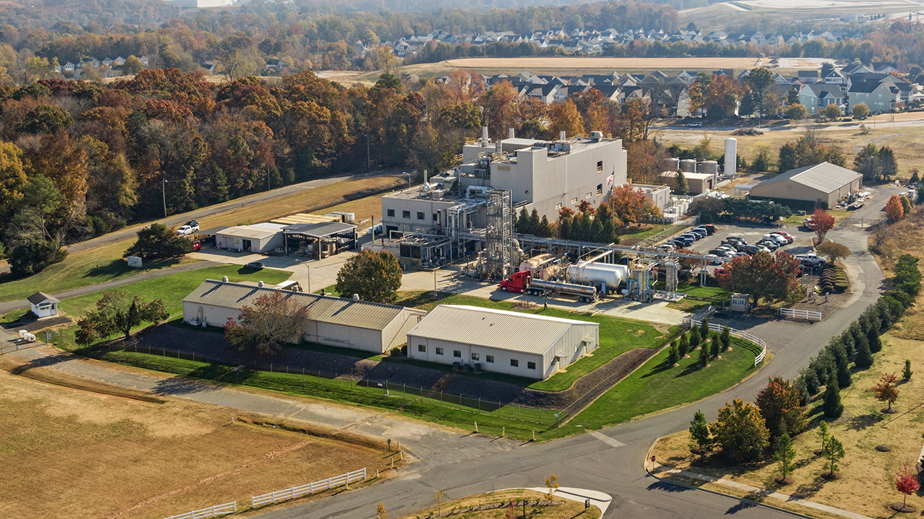 Aerial view of an industrial manufacturing site